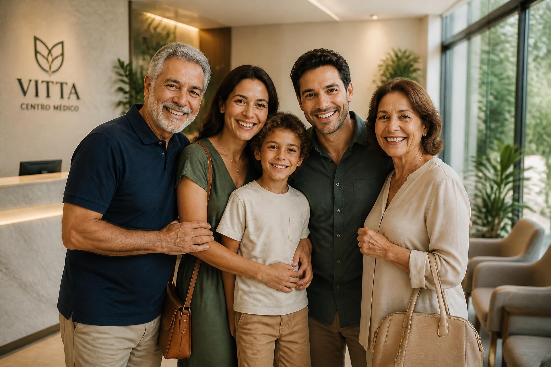 Família sorrindo em uma clínica moderna VitallCard